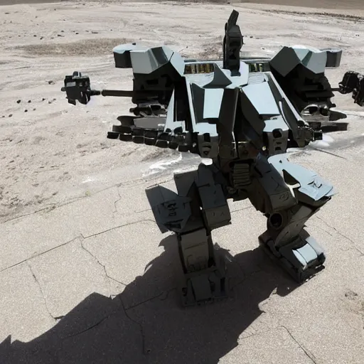 Prompt: a mech equipped with a patriot missile system and a 2 0 mm cannon