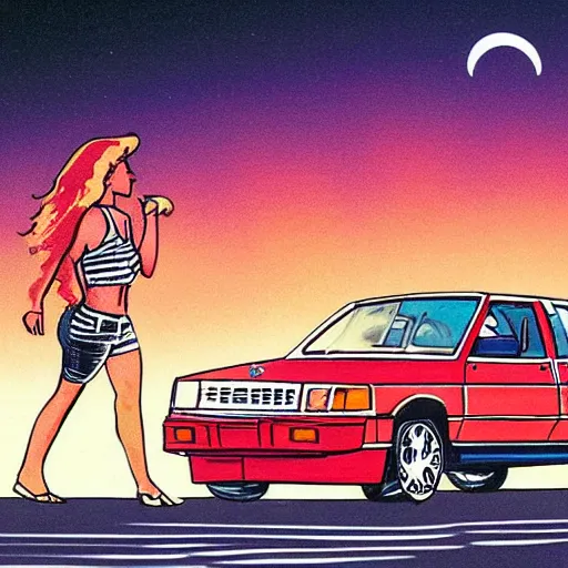 Image similar to Its summer 1988 and you are driving at night