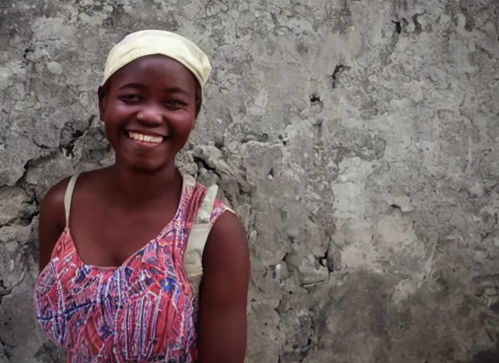 Prompt: i looked so happy and young when they took me this picture in port - au - prince