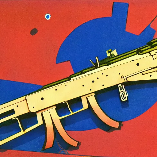 Image similar to AK-47 designed by Tadanori Yokoo