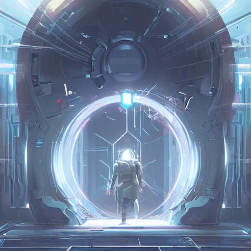 Prompt: an impenetrable vault door, elegant digital illustration by greg rutkowski, cyberpunk, android netrunner