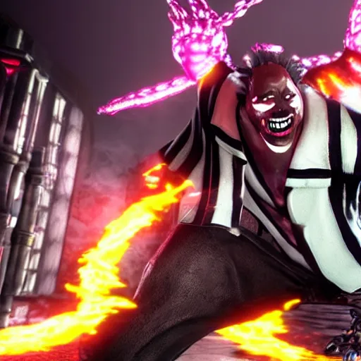 Image similar to beetlejuice in tekken 7, gameplay, fighting game,