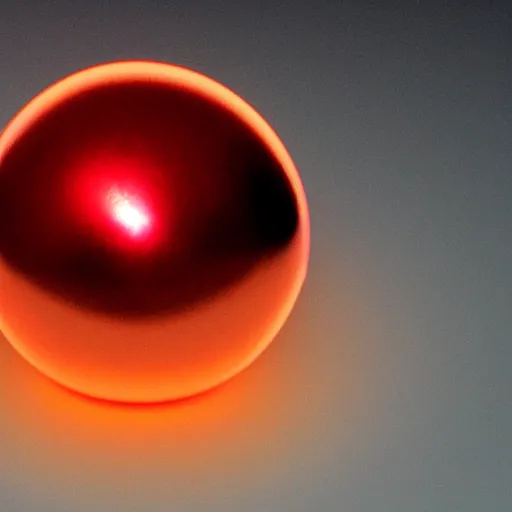 Image similar to a ball of gold nanoparticles, illuminated by a red laser beam