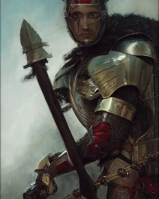 Image similar to a strong and handsome knight, oil painting, by Edgar Maxence and Ross Tran and Michael Whelan and greg rutkowski