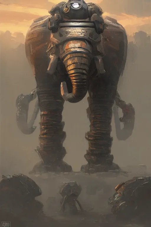 Image similar to robot war elephant in the style of Greg rutkowski