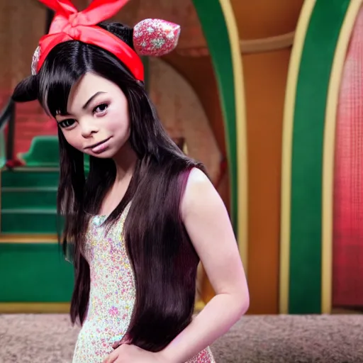 Image similar to Miranda Cosgrove as Meilin Lee in disney turning red live action, 8k full HD photo, cinematic lighting, anatomically correct, oscar award winning, action filled, correct eye placement,