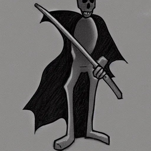 Prompt: cartoon drawing of a grim reaper