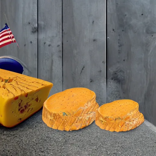 Image similar to Our country is being destroyed by giant cheesewheels