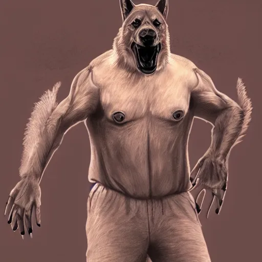 Image similar to a humanoid german shepherd beast - man posing as soccer highly detailed, digital painting, artstation, concept art, smooth, sharp focus, illustration, art by wlop