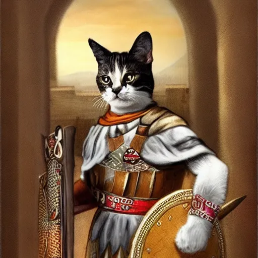 Prompt: photo of a cat as a roman centurion