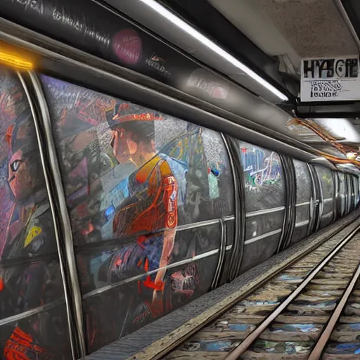 Image similar to new york subway graffiti masterpiece, hyperdetailed, artstation, cgsociety