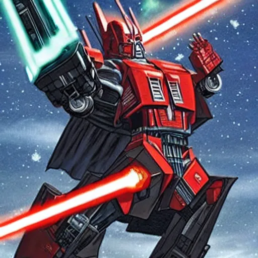 Image similar to Optimus prime is a Jedi