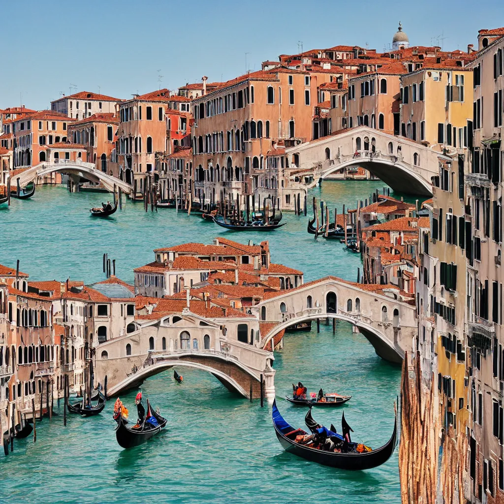 Image similar to venice full of bridges, photorealistic, real