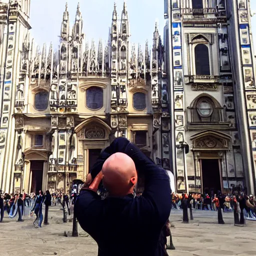 Prompt: the hunchback of notre dame visiting piazza del duomo milan