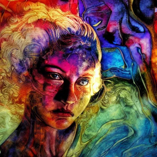 Image similar to the energy of dreams, 8 k resolution, beautiful, dark ambient, neoplasticism art, marvel comics dslr hdr, art by sandra pelser, artemisia gentileschi, water color