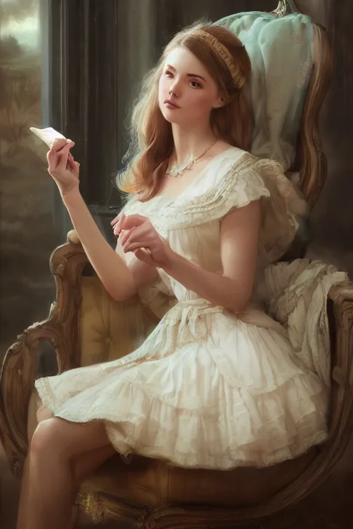 Prompt: a portrait of a cute young southern belle, historical setting, vivid colors, soft lighting, atmospheric, cinematic, moody, in the style of artgerm and greg rutkowski, oil on canvas, 8 k