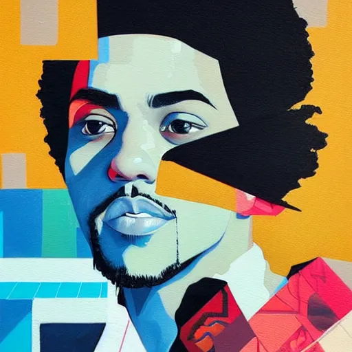 Prompt: Jcole Painting by Sachin Teng, asymmetrical, Organic Painting , Matte Painting, geometric shapes, hard edges, graffiti, street art,:2 by Sachin Teng:4