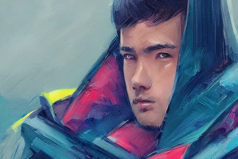 Image similar to “ a portrait of finn, rainy background, bright art masterpiece artstation. 8 k, sharp high quality artwork in style of jose daniel cabrera pena, concept art by tooth wu, fanart ”