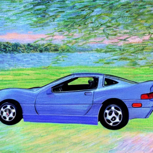 Image similar to 90s Japanese sports car in style of Monet,