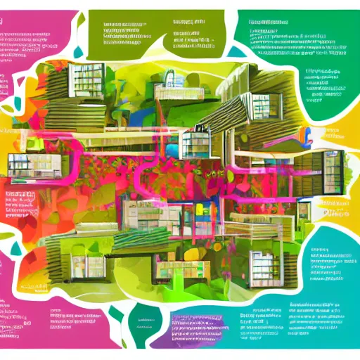 Image similar to colorful infographic sectional diagram of an organic building