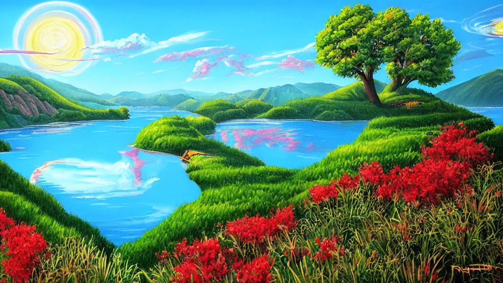Prompt: beautiful view, painted by amiga graphics,