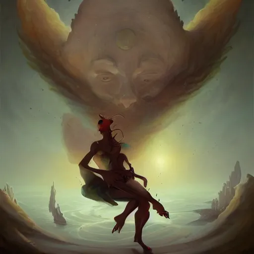 Image similar to a fantasy art painting by peter mohrbacher of a being of unknowable mystery