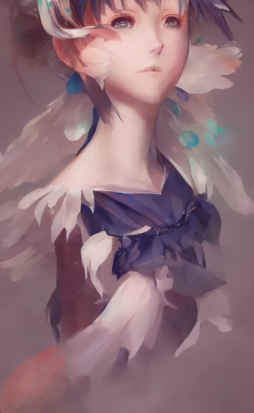 Image similar to A beautiful anime-style digital full-body portrait of Cirno, by Stanley Artgerm Lau, WLOP, Rossdraws, LeraPi, and Sakimichan, trending on ArtStation, deviantart, SFW version