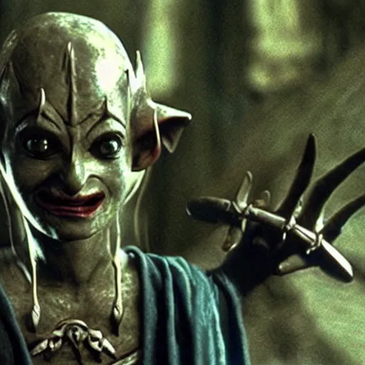 Image similar to female kobold jester, movie still lotr