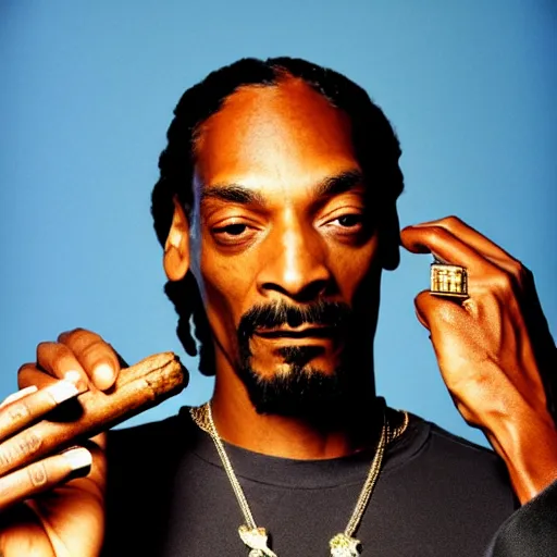 Prompt: Snoop Dogg holding a hemp cigar for a 1990s sitcom tv show, Studio Photograph, portrait, C 12.0