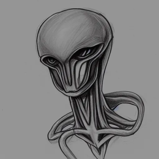 Prompt: sketch of an alien lifeform