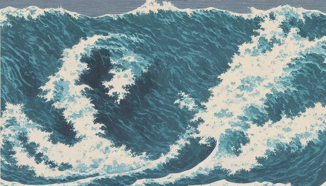 Image similar to big wave, japanese illustration