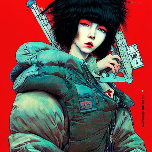 Image similar to prompt : soviet punk portrait soft light painted by james jean and katsuhiro otomo and erik jones, inspired by akira anime, smooth face feature, intricate oil painting, high detail illustration, sharp high detail, manga and anime 1 9 9 9