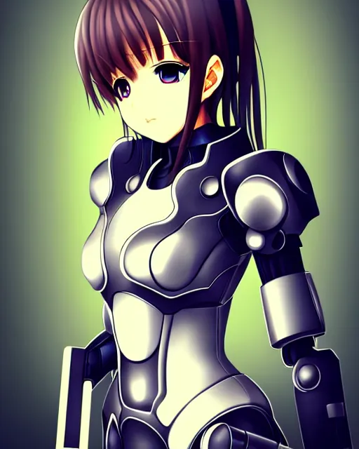 Image similar to portrait Anime Girl in mecha armor in night tokyo Sharp fine face pretty face, realistic shaded Perfect face, fine details. Anime. cyberpunk realistic shaded lighting