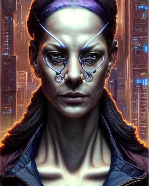 Prompt: front shot of a cyberpunk criminal mastermind character, intricate, elegant, highly detailed, centered, (((artstation, concept art, smooth, sharp focus, artgerm, Tomasz Alen Kopera, Peter Mohrbacher, donato giancola, Joseph Christian Leyendecker, WLOP, Boris Vallejo))), mugshot!!!!!, ugly!!!!!!