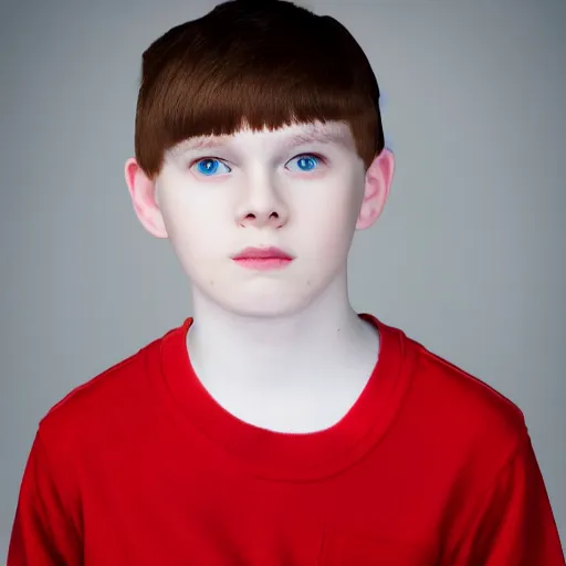 Prompt: pale skin young boy with straight bowl - cut hair, a long round face detailed, high resolution, studio photo, nice lighting