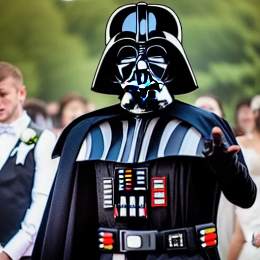 Image similar to darth vader at his wedding ceremony, white uniform, white helmet, 8 k