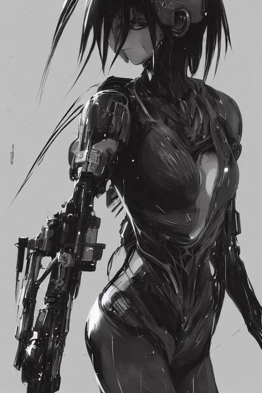 Image similar to Beautiful Gunnm Alita by Tsutomu Nihei, artstation, young, very attractive, pretty face, hyper detailed, rendering by octane, shallow depth of field, uplight