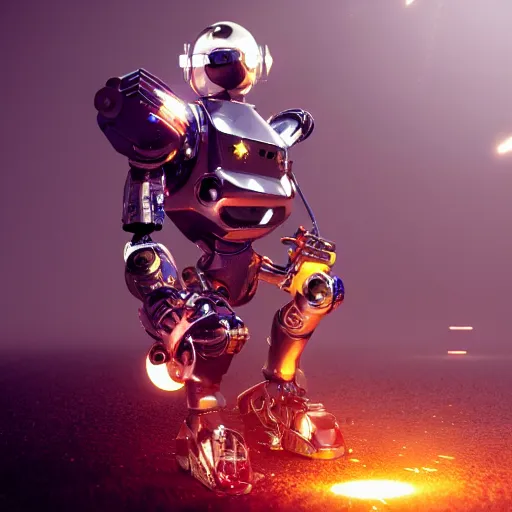 Image similar to robot, lightning around, sparkles, 3d render, octane render, trending on artstation, high details