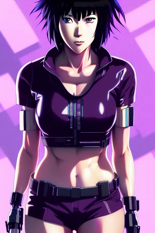 Image similar to a fullbody portrait of motoko kusanagi the major ghost in the shell : : stand alone complex, under repairs, maintenance : : by ilya kuvshinov, rossdraws, artgerm, sola digital arts, anti aliasing, raytracing : :