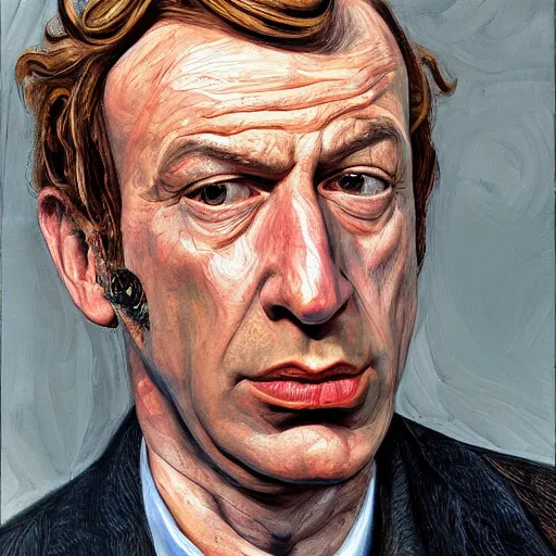 Image similar to high quality high detail painting by lucian freud, hd, portrait of saul goodman