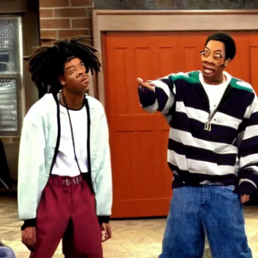 Prompt: a tv still of Wiz Khalifa starring in Kenan & Kel (1999)