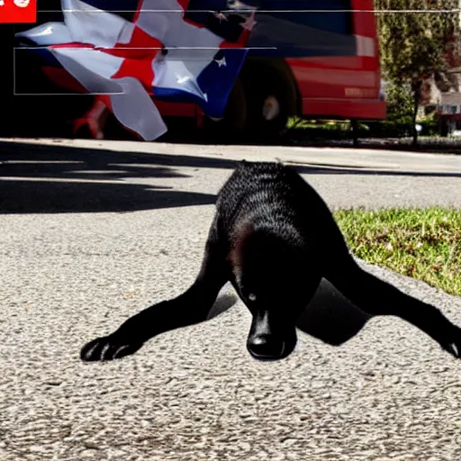 Prompt: a realistic photograph of a rabid politican splooting on the ground