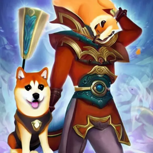 Prompt: shiba inu as a league of legends character