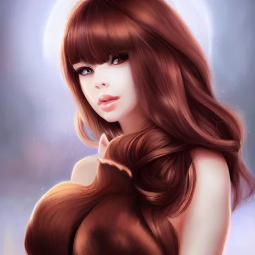 Image similar to Beautiful alluring Squirrel portrait in satin dress by Artgerm and WLOP, Pixiv