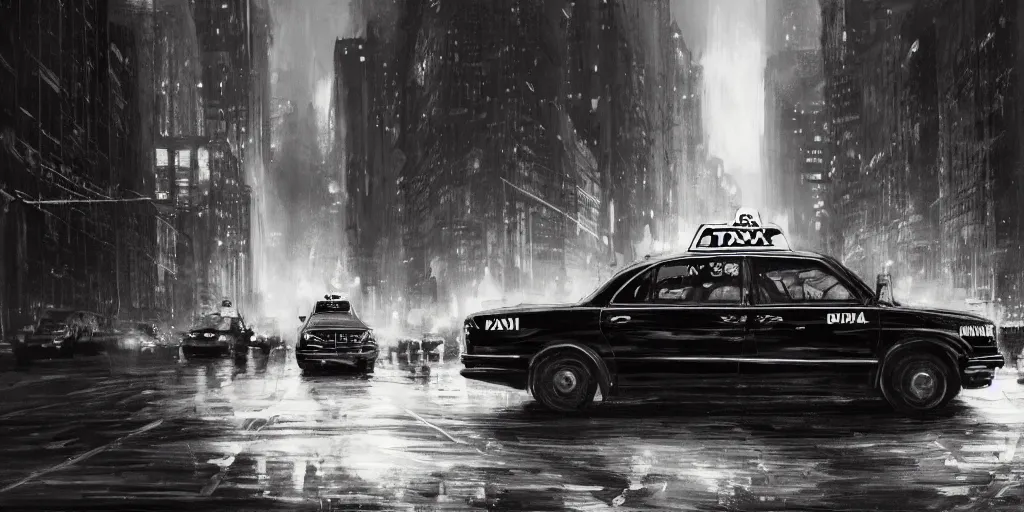 Image similar to taxi through the streets of chicago, night time, dramatic lighting, german expresionism, noir film, character sheet, fine details, concept design, high contrast, anthrophomorfic animals, kim jung gi, greg rutkowski, trending on artstation, 8 k, full body, turnaround, front view, back view, ultra wide angle