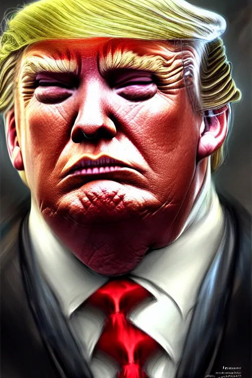 Image similar to character art by bastien lecouffe - deharme, donald trump, absolute chad