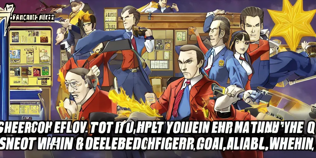 Image similar to saul goodman, phoenix wright ace attorney screenshot, nintendo ds, hq sprite