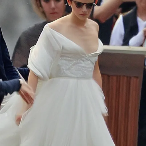 Prompt: Emma watson looked too good in her wedding dress