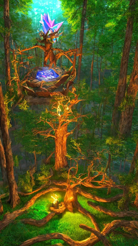 Image similar to spirit of forest, global illumination ray tracing hdr fanart arstation by sung choi and eric pfeiffer and gabriel garza and casper konefal bastion forged hardmesh lisa frank zbursh central