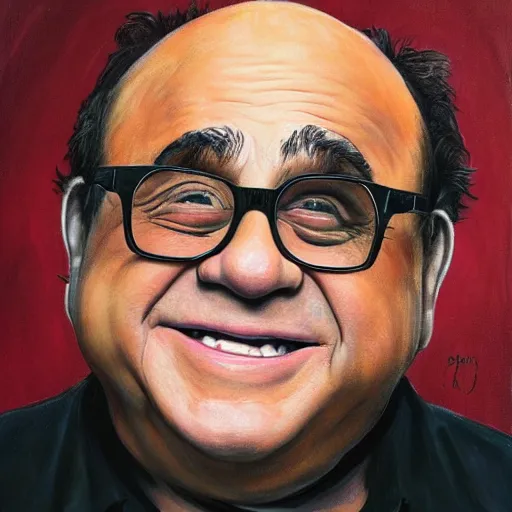 Prompt: A portrait of Danny Devito painted by Danny Devito